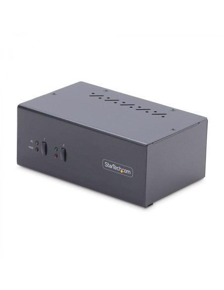 StarTech.com Switch KVM de 2 Puertos DisplayPort para 2 Monitores - Conmutador KVM 4K60Hz - Hub LadrÃ³n 2x USB 5Gb - Hub 2x USB 