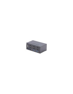 StarTech.com Switch KVM de 2 Puertos DisplayPort para 2 Monitores - Conmutador KVM 4K60Hz - Hub LadrÃ³n 2x USB 5Gb - Hub 2x USB  2