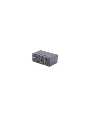 StarTech.com Switch KVM de 2 Puertos DisplayPort para 2 Monitores - Conmutador KVM 4K60Hz - Hub LadrÃ³n 2x USB 5Gb - Hub 2x USB 