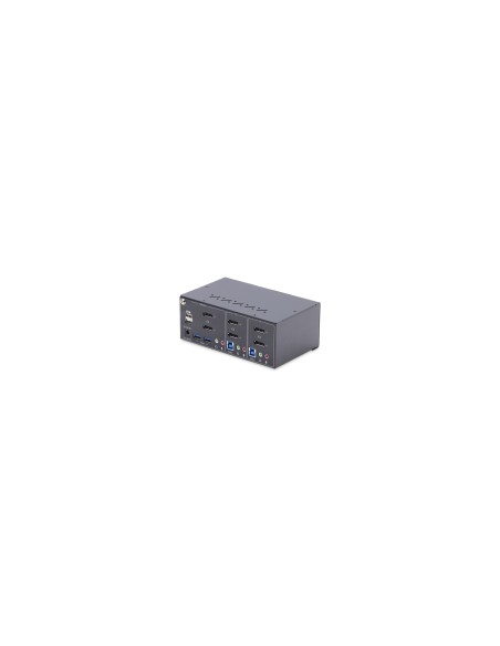 StarTech.com Switch KVM de 2 Puertos DisplayPort para 2 Monitores - Conmutador KVM 4K60Hz - Hub LadrÃ³n 2x USB 5Gb - Hub 2x USB 