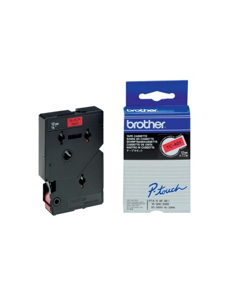 BROTHER Cinta laminada 12mm TC Negro sobre Rojo