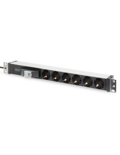 Digitus Regleta elÃ©ctrica con perfil de aluminio, toma de corriente con toma de tierra de 6 clavijas e interruptor