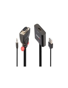 Lindy 38284 adaptador de cable de vÃÂ­deo VGA (D-Sub) + 3,5mm HDMI + USB Negro