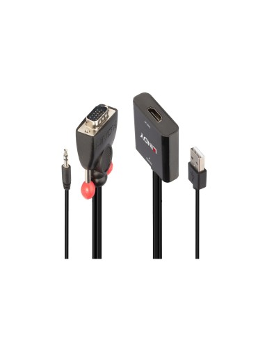 Lindy 38284 adaptador de cable de vÃÂ­deo VGA (D-Sub) + 3,5mm HDMI + USB Negro
