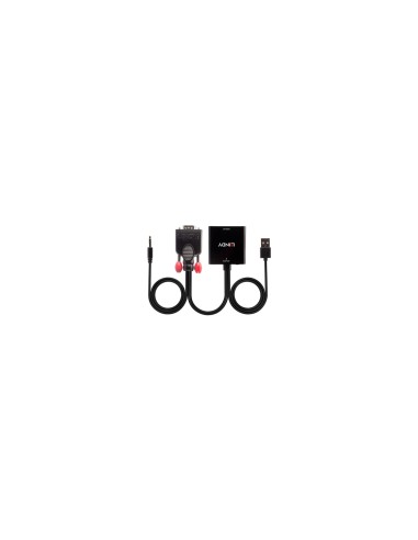 Lindy 38284 adaptador de cable de vÃÂ­deo VGA (D-Sub) + 3,5mm HDMI + USB Negro