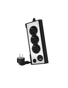 Nanocable Regleta de Sobremesa con 3 Tomas de Tierra y 2 USBÃ‚Â´s con Luz, Negro