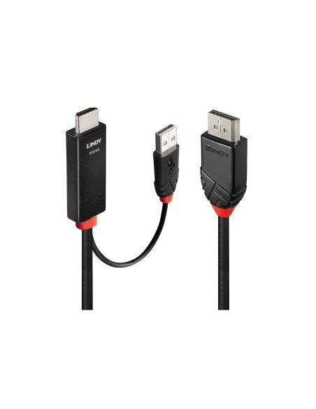 Lindy 41498 adaptador de cable de vÃÂ­deo 1 m HDMI + USB Type-A DisplayPort Negro