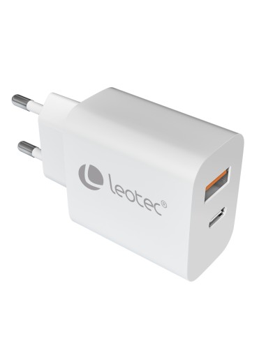 Leotec CARGADOR UNIVERSAL 20W 1USB-C PD + 1USB-A BLANCO