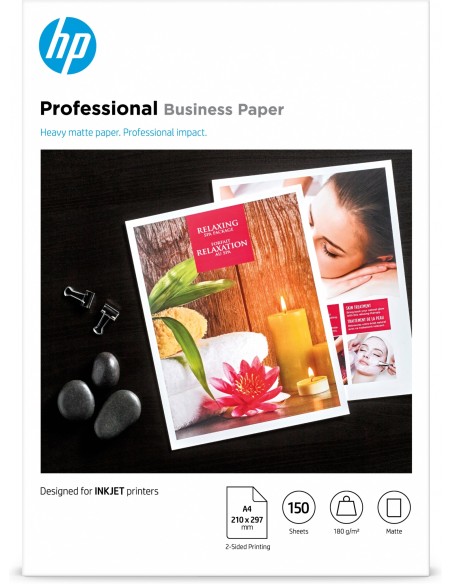 HP Papel profesional para impresoras de inyecciÃ³n de tinta y PageWide: A4, mate, 180 gsm