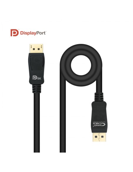 Nanocable Cable DISPLAYPORT 1.4 CERTIFICADO VESA, DP/M Ã¢â‚¬â€œ DP/M, Negro, 0.5 m