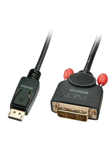Lindy 41489 adaptador de cable de vÃÂ­deo 0,5 m DisplayPort DVI-D Negro