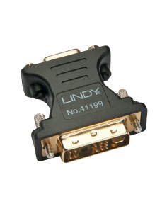 Lindy 41199 cambiador de gÃ©nero para cable VGA DVI-I Negro, Oro