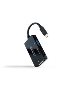 Nanocable 10.16.4301-ALL adaptador de cable de vÃÂ­deo 0,2 m USB Tipo C DVI-D + VGA (D-Sub) + HDMI Negro