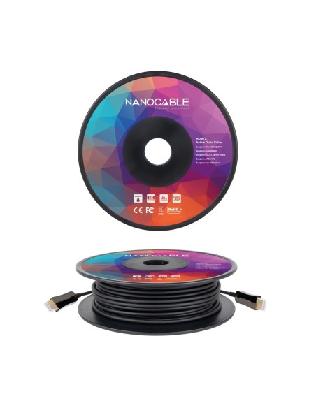 Cable HDMI V2.1 AOC 8K@60Hz 4K@120Hz 48Gbps A/M-A/M, Negro, 80 m
