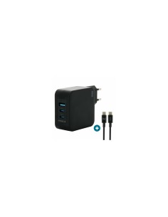 Mobilis Charger 100W 2USB C 1USBA GaN cable 100W PortÃ¡til, Smartphone, Tableta Negro Corriente alterna Interior