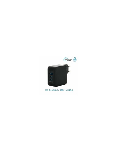 Mobilis Charger 100W 2USB C 1USBA GaN cable 100W PortÃ¡til, Smartphone, Tableta Negro Corriente alterna Interior