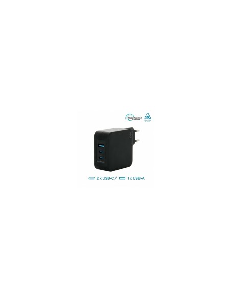 Mobilis Charger 100W 2USB C 1USBA GaN cable 100W PortÃ¡til, Smartphone, Tableta Negro Corriente alterna Interior