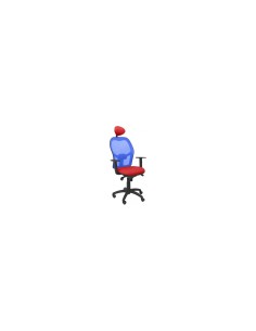 SILLA JORQUERA MALLA AZUL ASIENTO BALI ROJO CON CABECERO FIJO 15SABALI350C