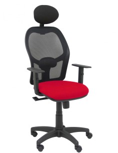 Piqueras y Crespo Silla Alocen malla negra asiento bali rojo brazos regulables cabecero fijo.