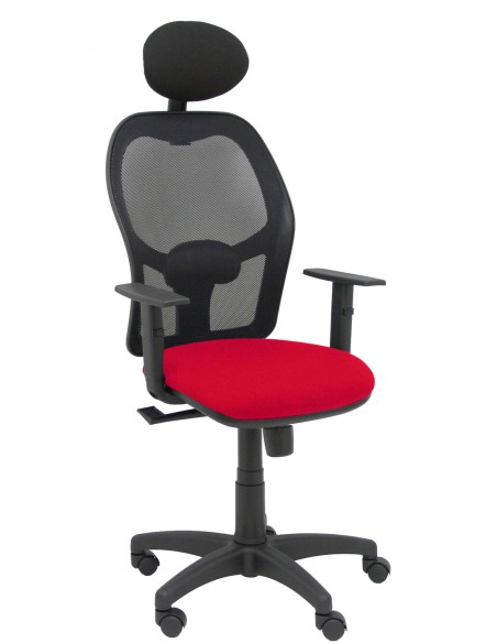 Piqueras y Crespo Silla Alocen malla negra asiento bali rojo brazos regulables cabecero fijo.