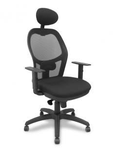 Piqueras y Crespo Silla Jorquera malla negra asiento bali negro con cabecero fijo y ruedas de parque