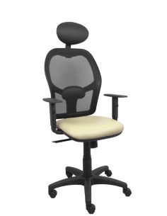 Piqueras y Crespo Silla AlocÃ©n malla negra asiento similpiel crema brazos regulables cabecero fijo