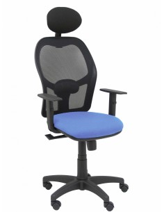 Piqueras y Crespo Silla AlocÃ©n malla negra asiento bali azul claro brazos regulables cabecero fijo