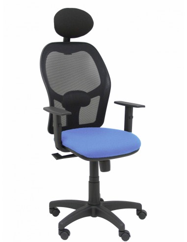 Piqueras y Crespo Silla AlocÃ©n malla negra asiento bali azul claro brazos regulables cabecero fijo