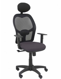 Piqueras y Crespo Silla AlocÃ©n malla negra asiento bali gris oscuro brazos regulables cabecero fijo