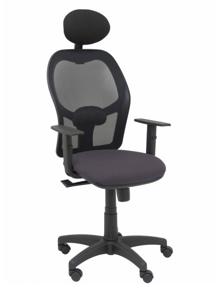Piqueras y Crespo Silla AlocÃ©n malla negra asiento bali gris oscuro brazos regulables cabecero fijo