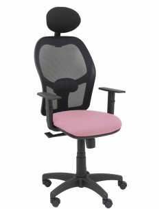 Piqueras y Crespo Silla AlocÃ©n malla negra asiento bali rosa brazos regulables cabecero fijo