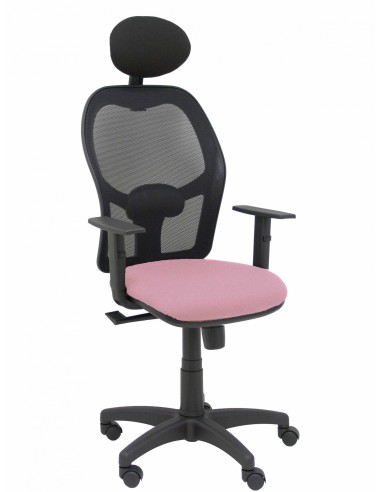 Piqueras y Crespo Silla AlocÃ©n malla negra asiento bali rosa brazos regulables cabecero fijo