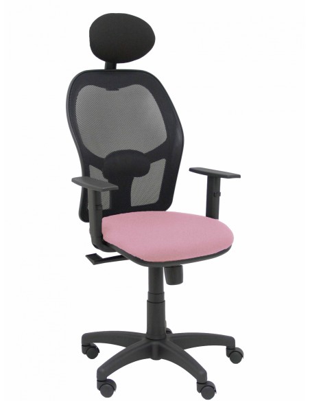 Piqueras y Crespo Silla AlocÃ©n malla negra asiento bali rosa brazos regulables cabecero fijo