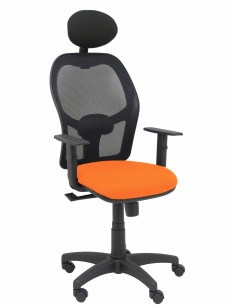 Piqueras y Crespo Silla AlocÃ©n malla negra asiento bali naranja brazos regulables cabecero fijo
