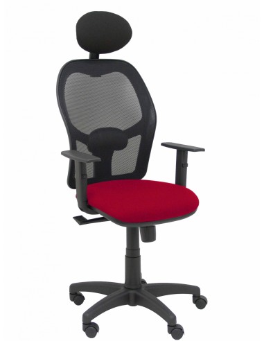 Piqueras y Crespo Silla AlocÃ©n malla negra asiento bali granate brazos regulables cabecero fijo