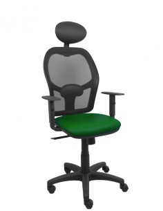 Piqueras y Crespo Silla AlocÃ©n malla negra asiento similpiel verde botella brazos regulables cabecero fijo
