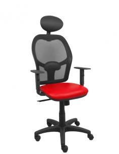 Piqueras y Crespo Silla AlocÃ©n malla negra asiento similpiel rojo brazos regulables cabecero fijo