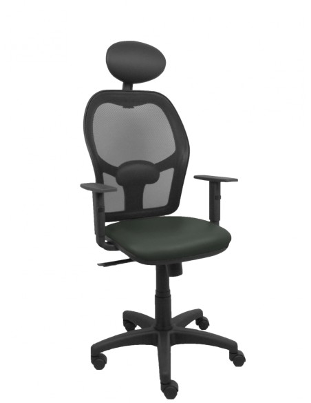 Piqueras y Crespo Silla AlocÃ©n malla negra asiento similpiel gris oscuro brazos regulables cabecero fijo
