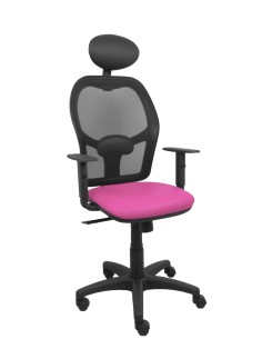 Piqueras y Crespo Silla AlocÃ©n malla negra asiento similpiel rosa brazos regulables cabecero fijo