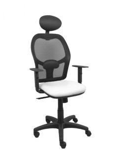 Piqueras y Crespo Silla AlocÃ©n malla negra asiento similpiel blanco brazos regulables cabecero fijo
