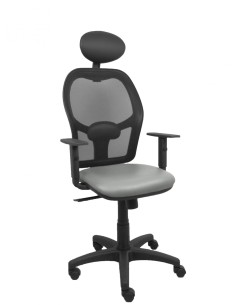 Piqueras y Crespo Silla AlocÃ©n malla negra asiento similpiel gris brazos regulables cabecero fijo