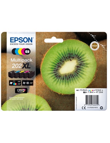 CARTUCHO TINTA EPSON MULTIPACK 202XL 5 COLORES 47.2ML KIWI C13T02G74010