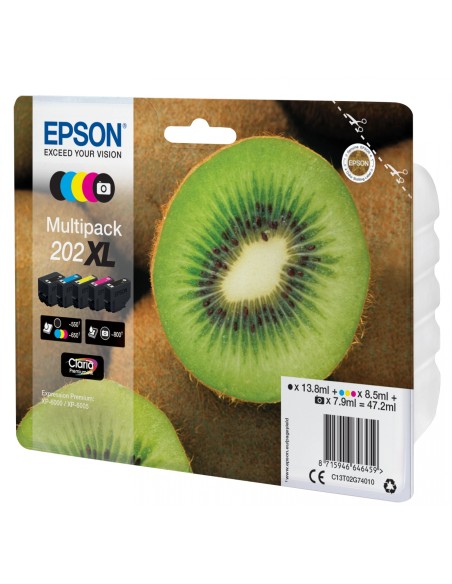 CARTUCHO TINTA EPSON MULTIPACK 202XL 5 COLORES 47.2ML KIWI C13T02G74010