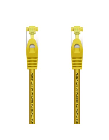 AISENS Cable De Red Latiguillo RJ45 LSZH Cat.7 600 MHz S/FTP PIMF AWG26, Amarillo, 0.5 m