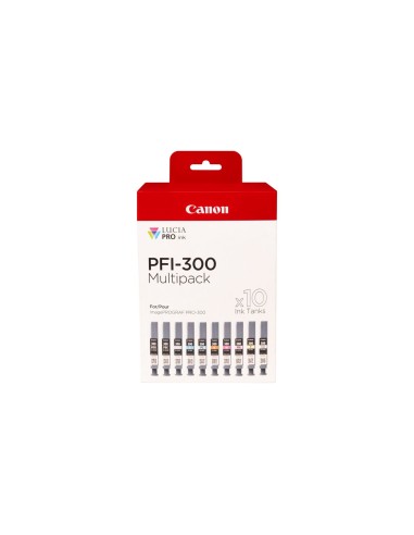 Canon PFI-300 cartucho de tinta 10 pieza(s) Original Negro, Azul, Cian, Gris, Magenta, Foto negro, Foto magenta, Rojo, Amarillo