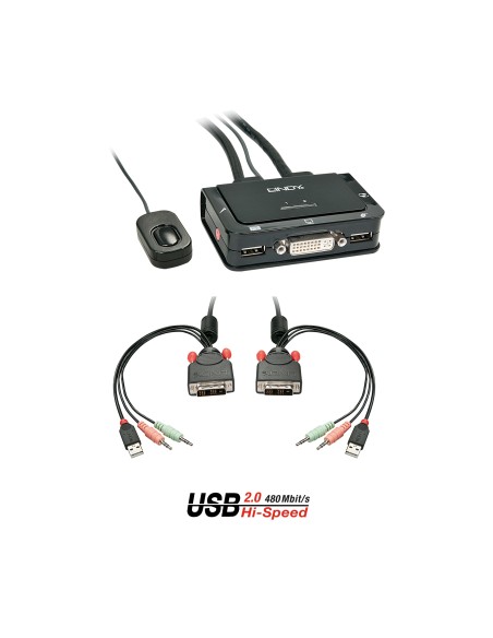 Lindy 42341 interruptor KVM Negro