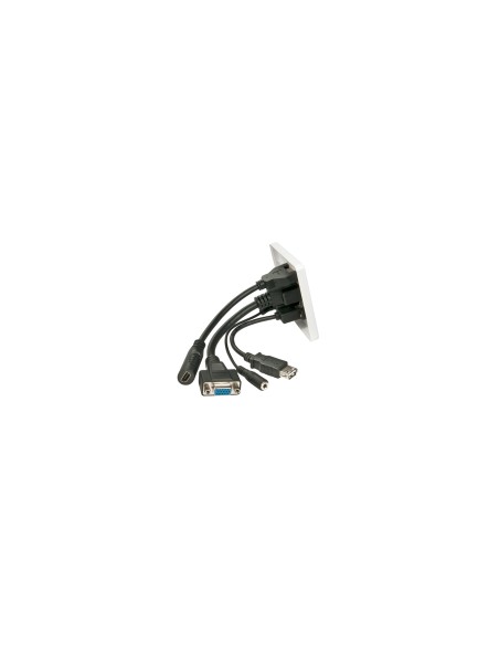 Lindy 60220 toma de corriente HDMI + VGA + USB A + 3.5mm Blanco