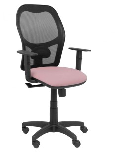 Piqueras y Crespo Silla AlocÃ©n malla negra asiento bali rosa brazos regulable