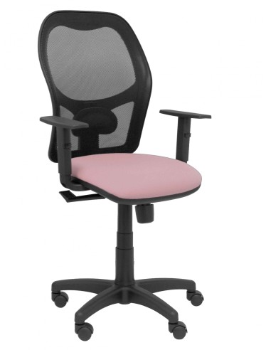 Piqueras y Crespo Silla AlocÃ©n malla negra asiento bali rosa brazos regulable