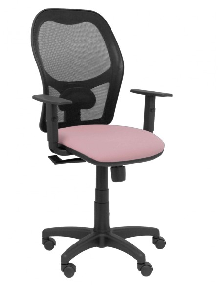 Piqueras y Crespo Silla AlocÃ©n malla negra asiento bali rosa brazos regulable